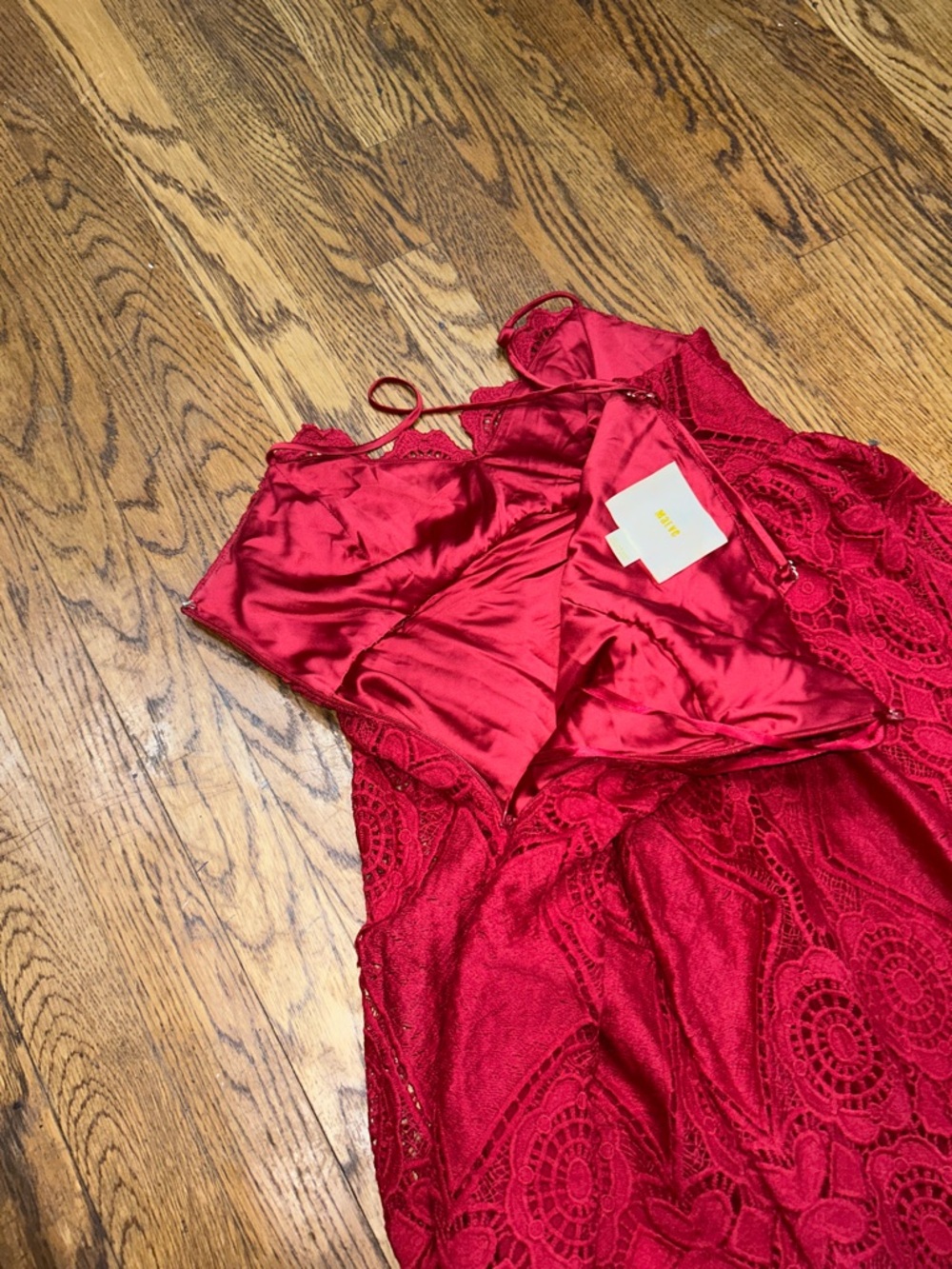 Maeve by Anthropologie Wine Lace Spaghetti-Strap Spring Wedding Guest Dress - Picture 9 of 9
